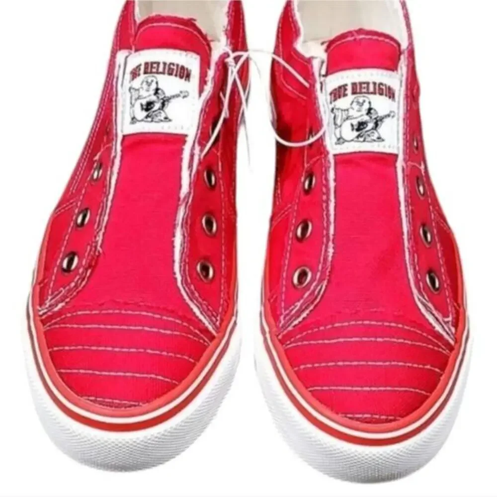 True Religion‎ Korey Hot Pink Canvas Slip On Sneakers Shoes Women's Size 7